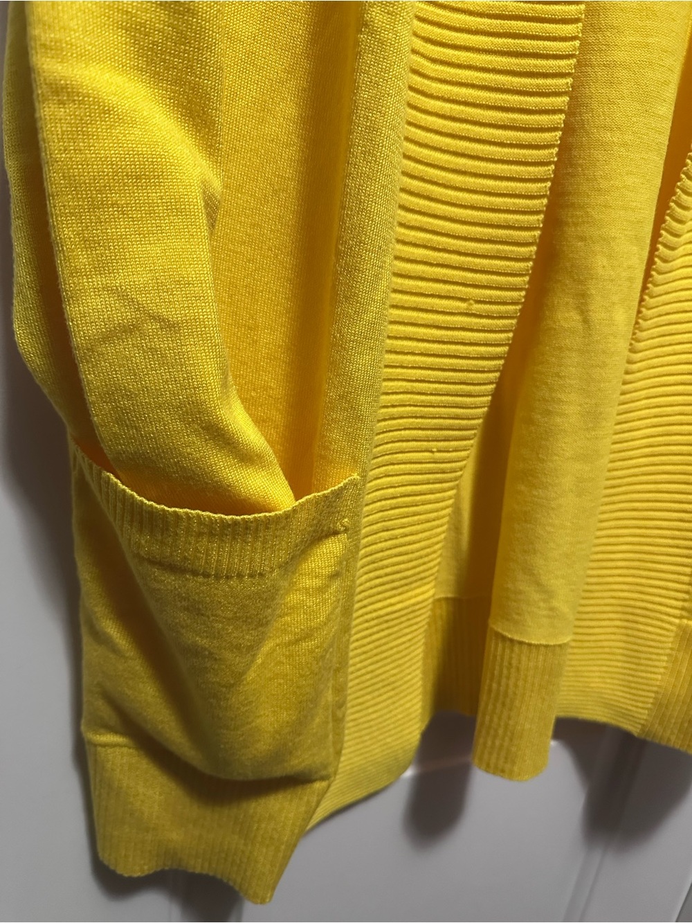 Yellow Open-Front Ribbed Shawl Cardigan - Picture 3 of 4
